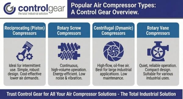Compressed Air System Types Different Types of Air Compressor | Control Gear