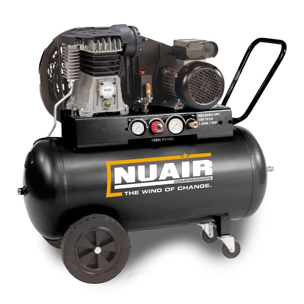 Nuair Tech Pro B2800B 100L 3HP Belt Drive Air Compressor (230V)