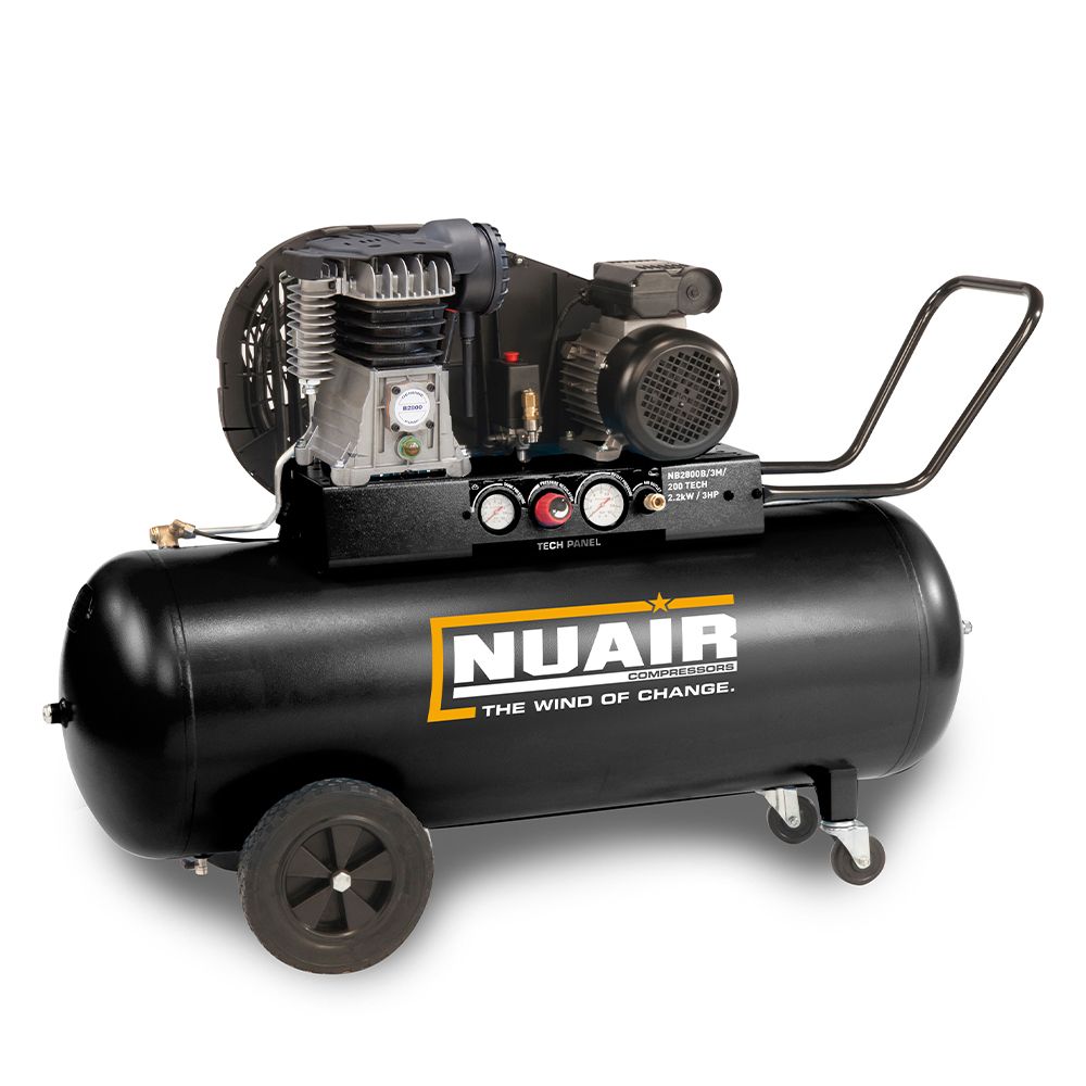 Nuair Tech Pro B2800B 200L 3HP Belt Drive Air Compressor (230V)